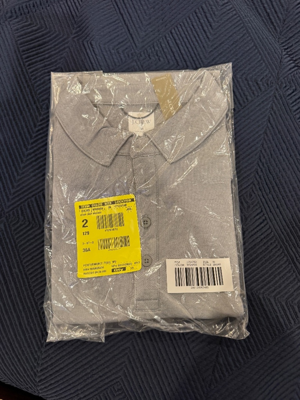 J. Crew Performance Polo Shirt with COOLMAX® technology - NWT - Size M - Gray
